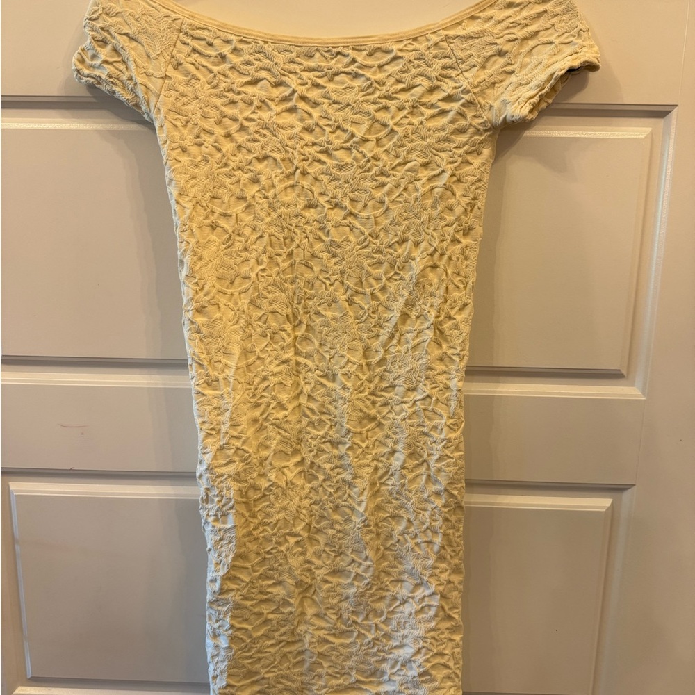 Free People cream Textured Off-Shoulder Dress